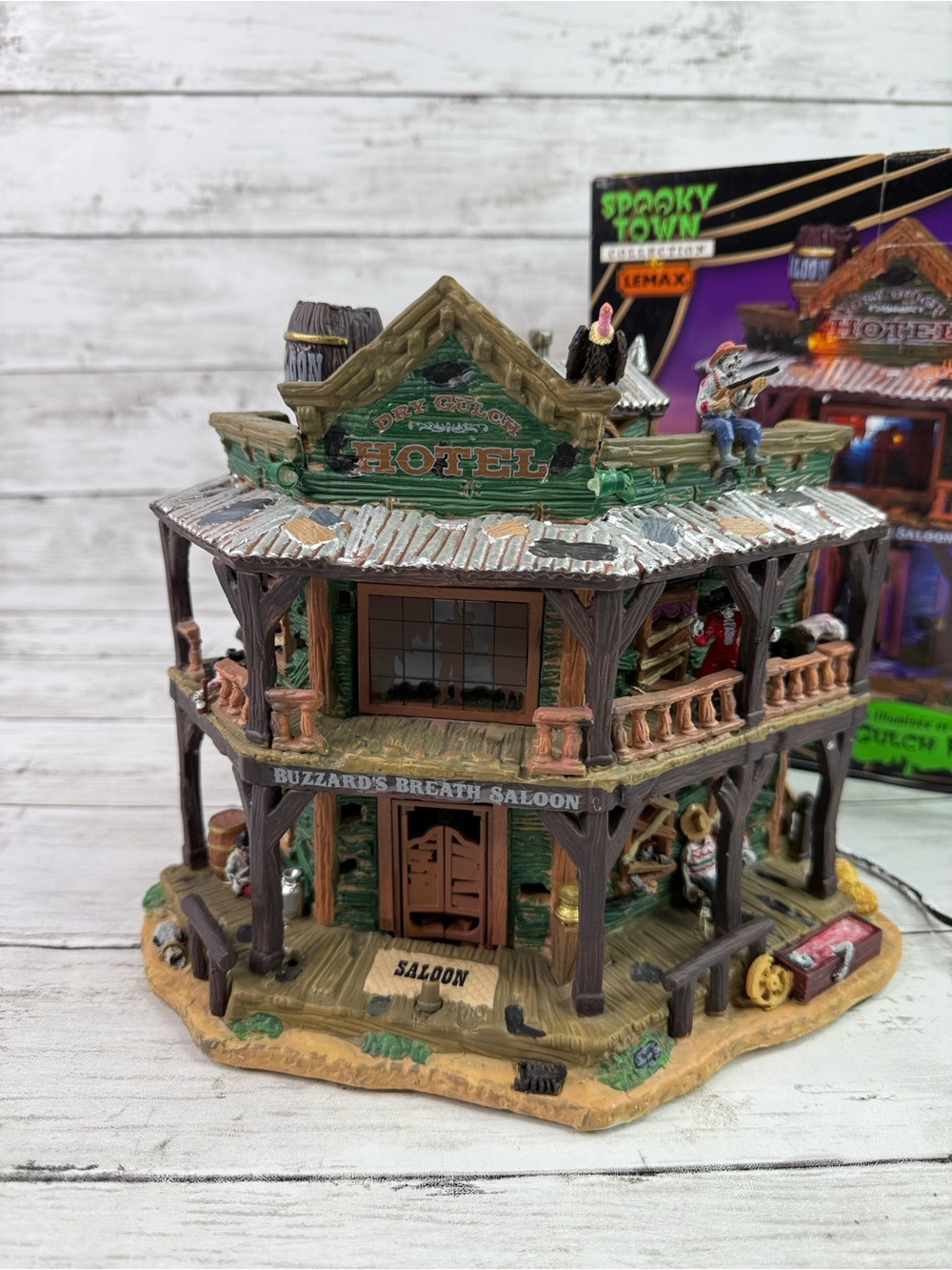 Lemax Dry Gulch Hotel Spooky Town 2007 Halloween Village RETIRED Lights READ